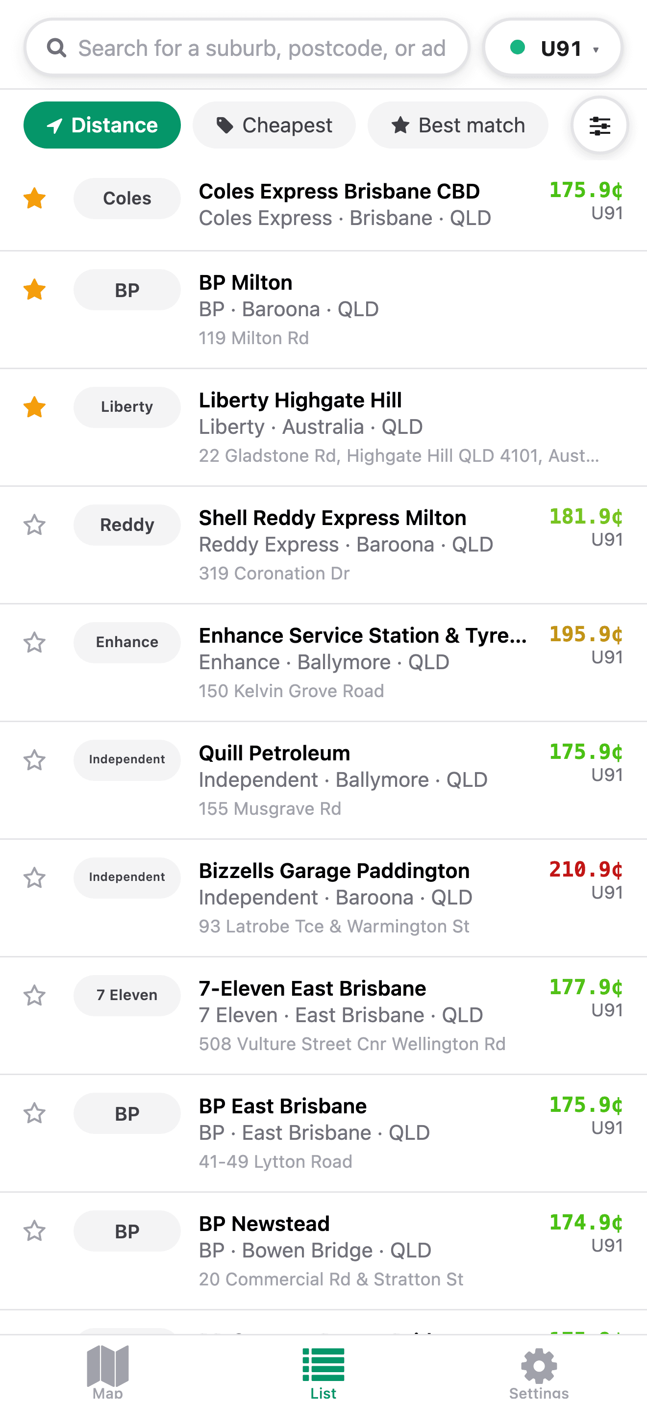 Favourited stations along your daily route